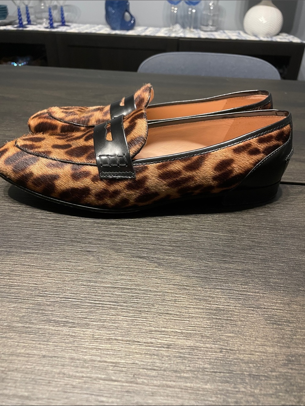 J. Crew Leopard Print Penny Loafers with Black Strap - Picture 5 of 6